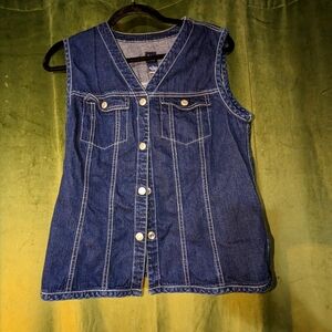 2000 Gap Button Up Denim Top Contrast Stitching